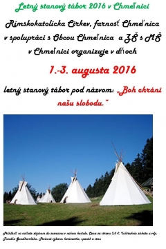 1.augusta 2016 odštartuje Letný stanový tábor 2016 v Chmeľnici 